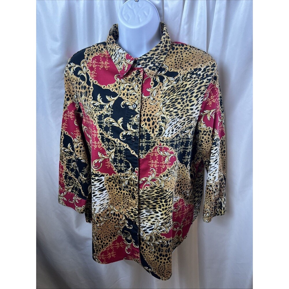 Vintage Allison Daley Women’s Blouse Size L Granny Grandmacore Retro Maximilist